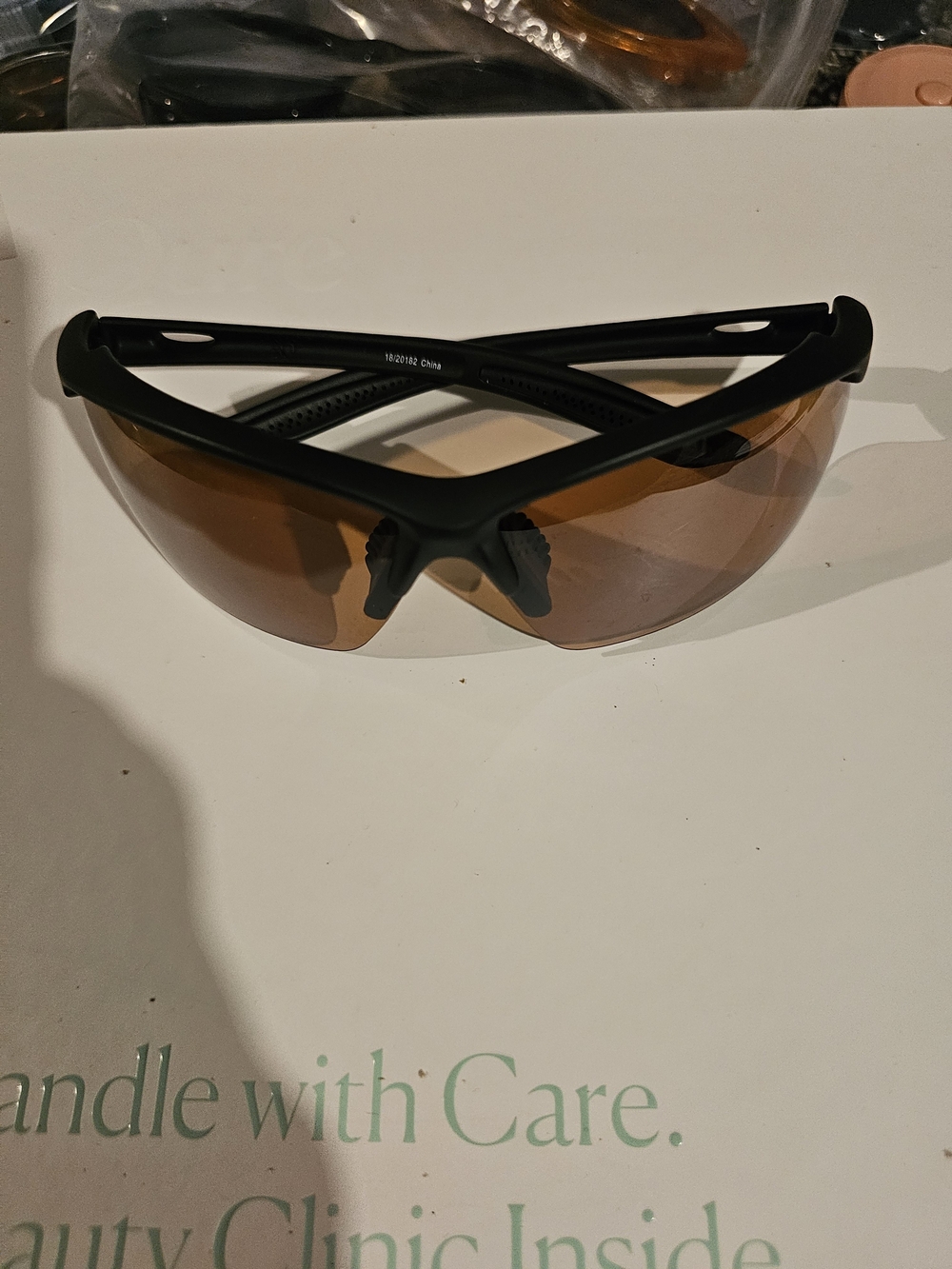 Men's Protective Glasses with Brown Lenses and Black Frame